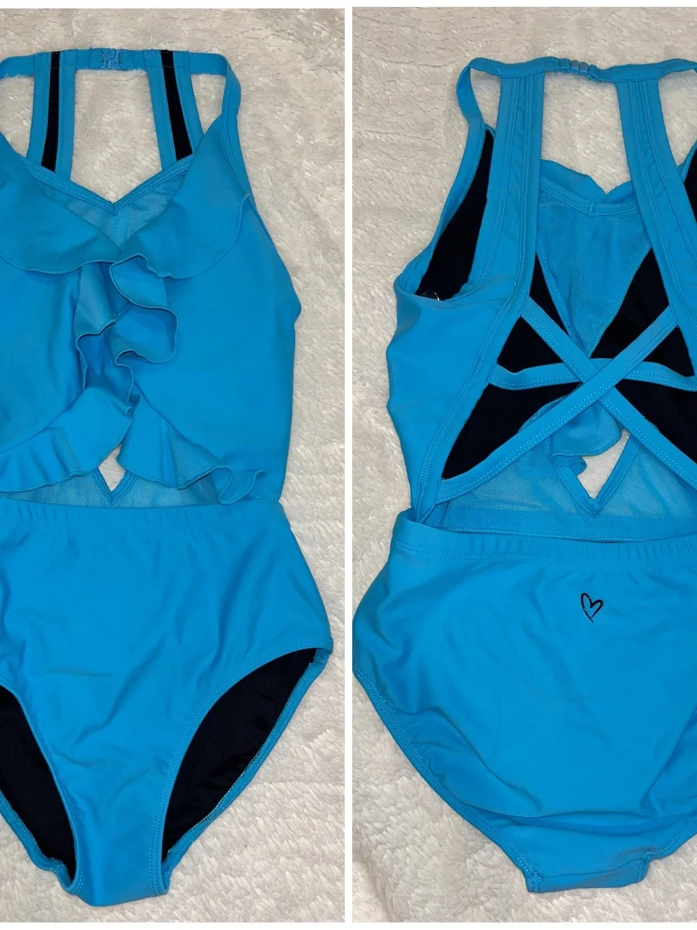 Oh la la Blue Ruffle One-Piece dance leotard